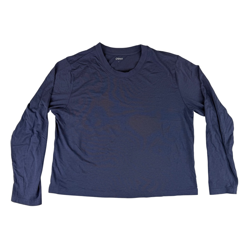 Quince Relaxed Long Sleeve Tee‎ Womens Large Storm Blue Cotton Modal LB125724